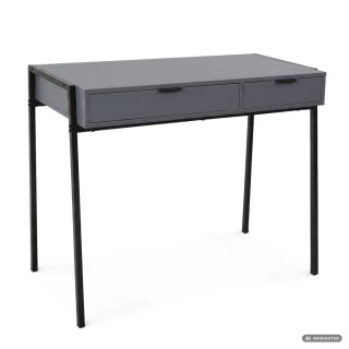 Biurko industrialne komputerowe Grafit ZENTIA 100 cm 2 szuflady Czarne nogi