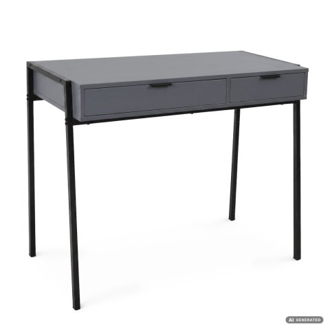Biurko industrialne komputerowe Grafit ZENTIA 100 cm 2 szuflady Czarne nogi