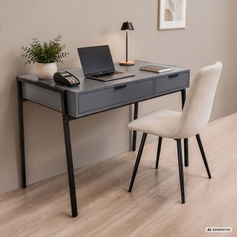 Biurko industrialne komputerowe Grafit ZENTIA 100 cm 2 szuflady Czarne nogi