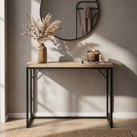 Konsola stolik loftowy ORIGO 90 cm Dąb Sonoma Czarne nogi