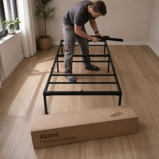 Łóżko Metalowe 90x190 cm Łóżko Gościnne Składane Metalowy Stelaż i Rama Czarne 6 nóżek 10 listew