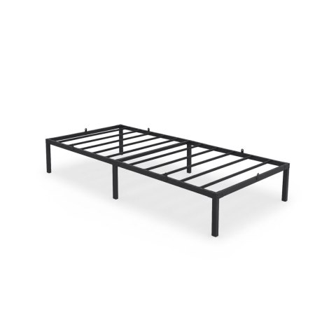Łóżko Metalowe 90x200 cm Łóżko Gościnne Składane Metalowy Stelaż i Rama Czarne 6 nóżek 10 listew