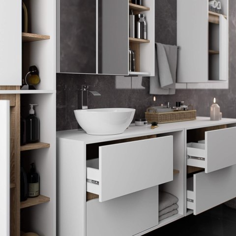 SZAFKA ŁAZIENKOWA POD UMYWALKĘ VAMI W90 2SZ 2P PK BIAŁA / DĄB SONOMA