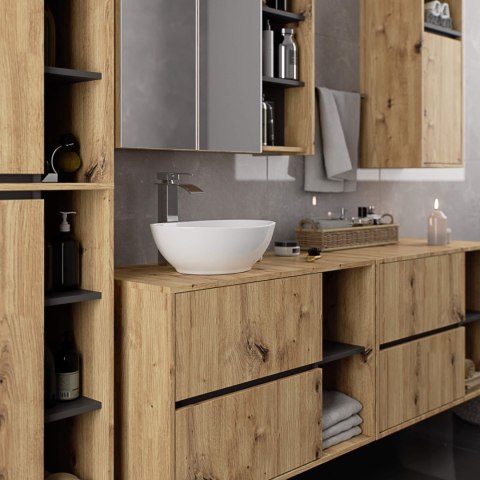 SZAFKA ŁAZIENKOWA POD UMYWALKĘ VAMI W90 2SZ 2P PK DĄB ARTISAN / GRAFIT SZARY