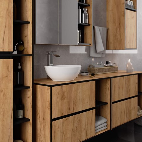 SZAFKA ŁAZIENKOWA POD UMYWALKĘ VAMI W90 2SZ 2P PK DĄB CRAFT / CZARNY