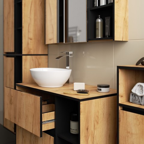 SZAFKA ŁAZIENKOWA WISZĄCA VAMI W35 1D 1W DĄB CRAFT / CZARNY