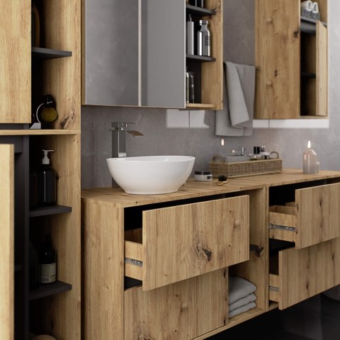SZAFKA ŁAZIENKOWA WISZĄCA VAMI W50 2D 6P DĄB ARTISAN / GRAFIT SZARY