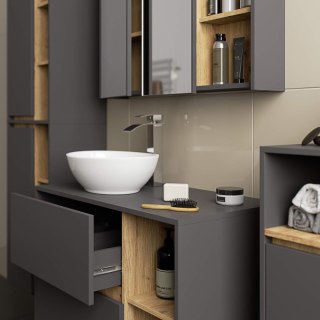 SZAFKA ŁAZIENKOWA WISZĄCA VAMI W50 2D 6P GRAFIT SZARY / DĄB ARTISAN