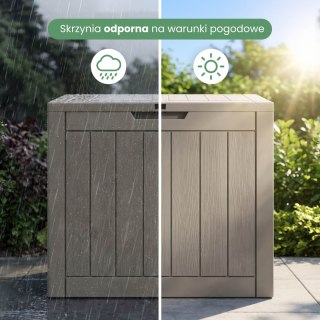 Skrzynia ogrodowa wodoszczelna pojemność 117 litrów Szara