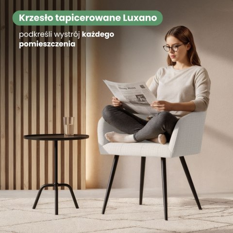 4x Krzesło tapicerowane z przeszyciami kwadratowymi Kremowe LUXANO Czarne nogi tkanina Lumos