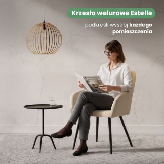 4x Welurowe krzesło tapicerowane gładkie Beżowe ESTELLE Czarne nogi