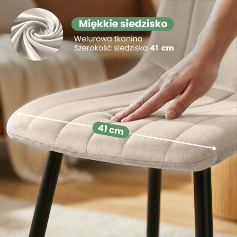 4x Welurowe krzesło tapicerowane pikowane Beżowe LIVO Czarne nogi