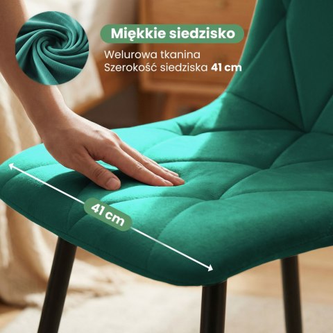 4x Welurowe krzesło tapicerowane pikowane Butelkowa Zieleń MILO Czarne nogi