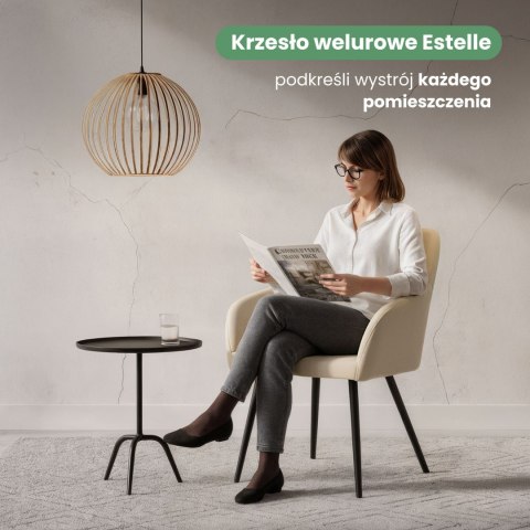6x Welurowe krzesło tapicerowane gładkie Beżowe ESTELLE Czarne nogi
