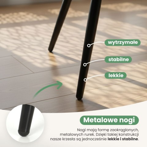 6x Welurowe krzesło tapicerowane gładkie Beżowe ESTELLE Czarne nogi
