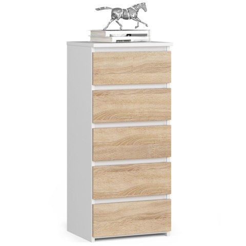 KOMODA CL5 PK BIAŁA / DĄB SONOMA
