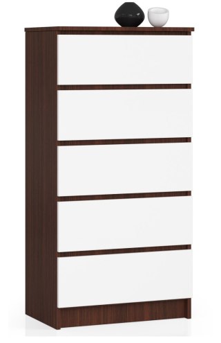 KOMODA K 60 cm 5 SZUFLAD PK WENGE / BIAŁA
