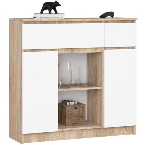KOMODA K100 2D 3SZ 1P PK DĄB SONOMA / BIAŁY