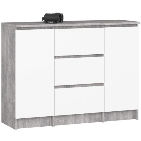 KOMODA K100 2D 3SZ PK BETON / BIAŁY
