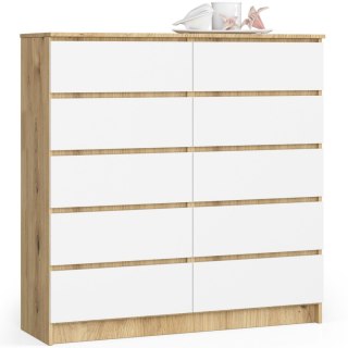 KOMODA K120 10SZ CLP PK DĄB ARTISAN / BIAŁY