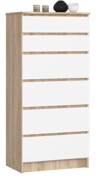 KOMODA K60 6SZ CLP PK DĄB SONOMA / BIAŁA