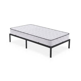 Łóżko Metalowe 100x200 cm z Materacem Łóżko Gościnne Składane Metalowy Stelaż i Rama Czarne 6 nóżek 10 listew