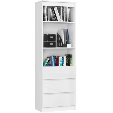 REGAŁ BIUROWY R 60 cm CLP 3 SZUFLADY 2 PÓŁKI PK BIAŁY / BIAŁY POŁYSK