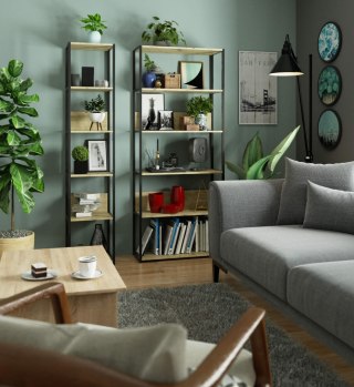 REGAŁ INDUSTRIALNY 800 CZARNY/DĄB ARTISAN