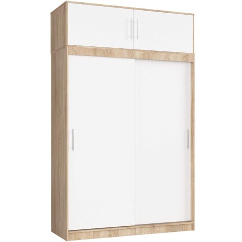 SZAFA PRZESUWNA Z NADSTAWKĄ 150cm CLP SONOMA / BIAŁA MONO