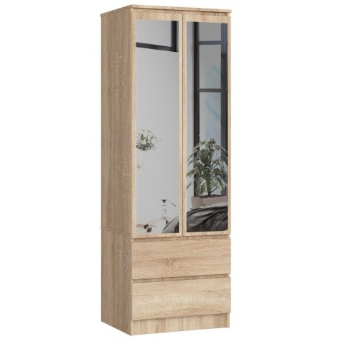 SZAFA STAR S60 2D 2SZ PK DĄB SONOMA + LUSTRO