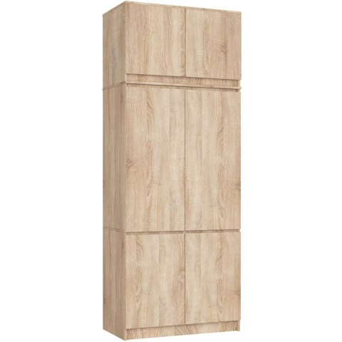 Szafa z nadstawką S 90 cm 6 drzwi 6 półek - dąb sonoma
