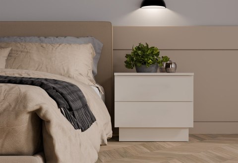 Szafka Nocna AMBER 2S Stolik Nocny 2 Szuflady Do Sypialni KASZMIR Beż