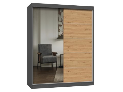 Szafa IGA 160 A/C ANTRACYT ARTISAN 1 x Lustro Szprosy Do Sypialni Przedpokoju