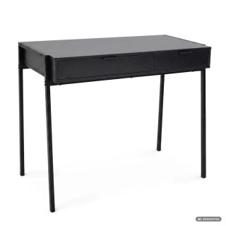 Biurko industrialne komputerowe Czarne ZENTIA 100 cm 2 szuflady Czarne nogi