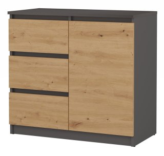 Komoda Malwa 1D3S ANTRACYT DĄB ARTISAN