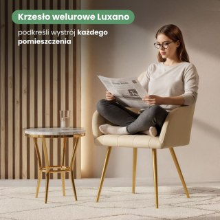 2x Krzesło tapicerowane z przeszyciami kwadratowymi Beżowe LUXANO Złote nogi