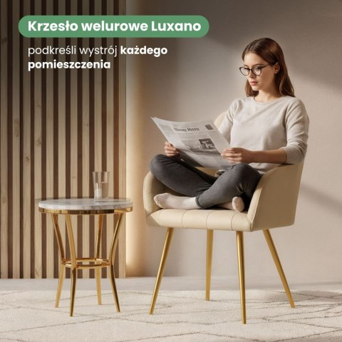 2x Krzesło tapicerowane z przeszyciami kwadratowymi Beżowe LUXANO Złote nogi