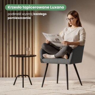 2x Krzesło tapicerowane z przeszyciami kwadratowymi Ciemny Grafit LUXANO Czarne nogi tkanina Lumos