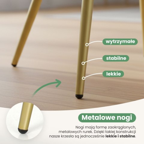 2x Krzesło tapicerowane z przeszyciami kwadratowymi Pudrowy Róż LUXANO Złote nogi
