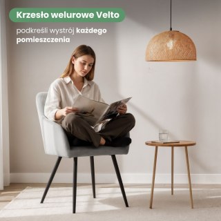 2x Welurowe krzesło tapicerowane pikowane w romby Szare VELTO Czarne nogi