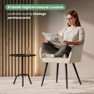 4x Krzesło tapicerowane z przeszyciami kwadratowymi Beżowe LUXANO Czarne nogi tkanina Lumos