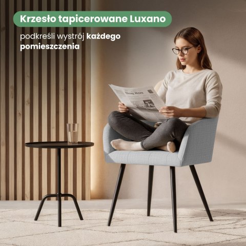 4x Krzesło tapicerowane z przeszyciami kwadratowymi Jasny Szary LUXANO Czarne nogi tkanina Lumos
