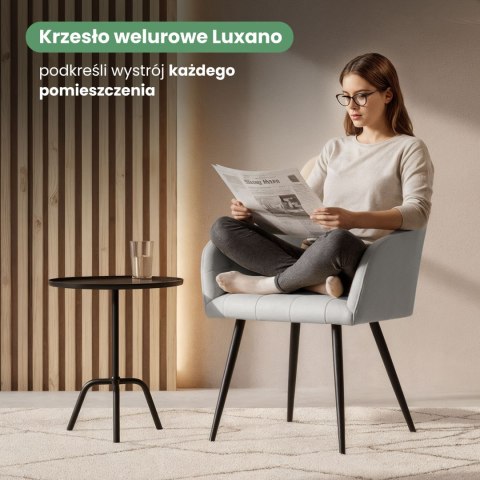4x Krzesło tapicerowane z przeszyciami kwadratowymi Szare LUXANO Czarne nogi