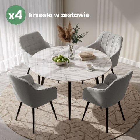 4x Krzesło tapicerowane z przeszyciami kwadratowymi Szare LUXANO Czarne nogi
