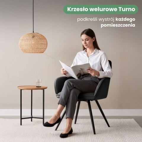 4x Welurowe krzesło obrotowe z przeszyciami Czarne TURNO Czarne nogi