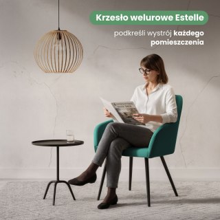 4x Welurowe krzesło tapicerowane gładkie Butelkowa Zieleń ESTELLE Czarne nogi