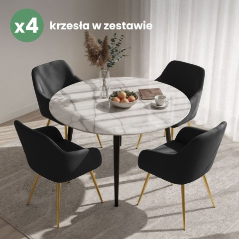 4x Welurowe krzesło tapicerowane gładkie Czarne ESTELLE Złote nogi