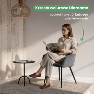 4x Welurowe krzesło tapicerowane pikowane Ciemny Grafit DIAMANTE Czarne nogi