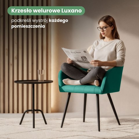 6x Krzesło tapicerowane z przeszyciami kwadratowymi Butelkowa Zieleń LUXANO Czarne nogi