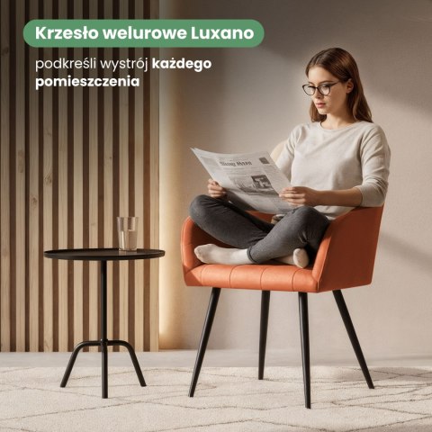 6x Krzesło tapicerowane z przeszyciami kwadratowymi Miedziane LUXANO Czarne nogi